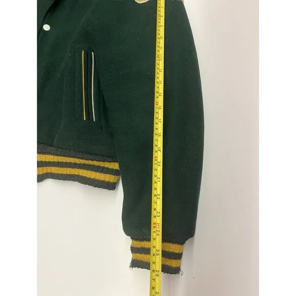 1963 Empire Sporting Goods Letterman Varsity Jacket Green Yellow Sz 42 Made USA - Picture 6 of 16